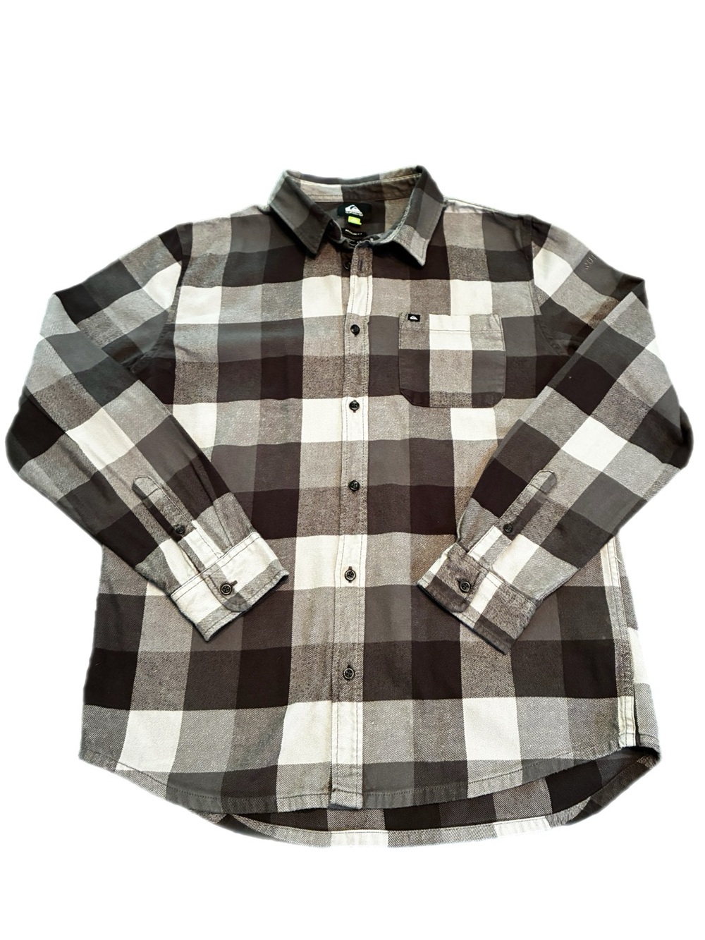 Quiksilver Black and White Plaid Button-Down Shirt
